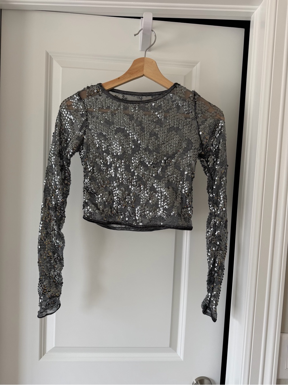 Sparkly Grey Long Sleeve Top